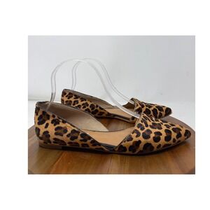 J. Crew Leopard Print Hair Calf D'Orsay Pointed Toe Flats Shoes Size 7.5